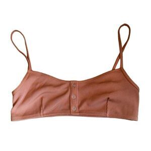 Forever 21 Women's Tan Swim Top w/ Button Detail - Size Medium